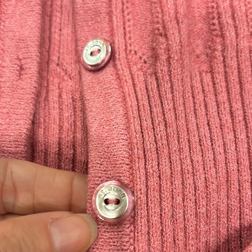 St. John Sport Pink Cardigan vintage sz m wool blend - Picture 6 of 11